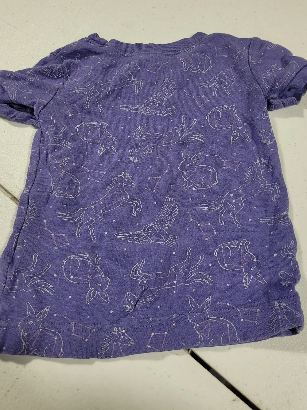 Old Navy Purple Short Sleeve Tee with Woodland & Mythical Animal Line Art